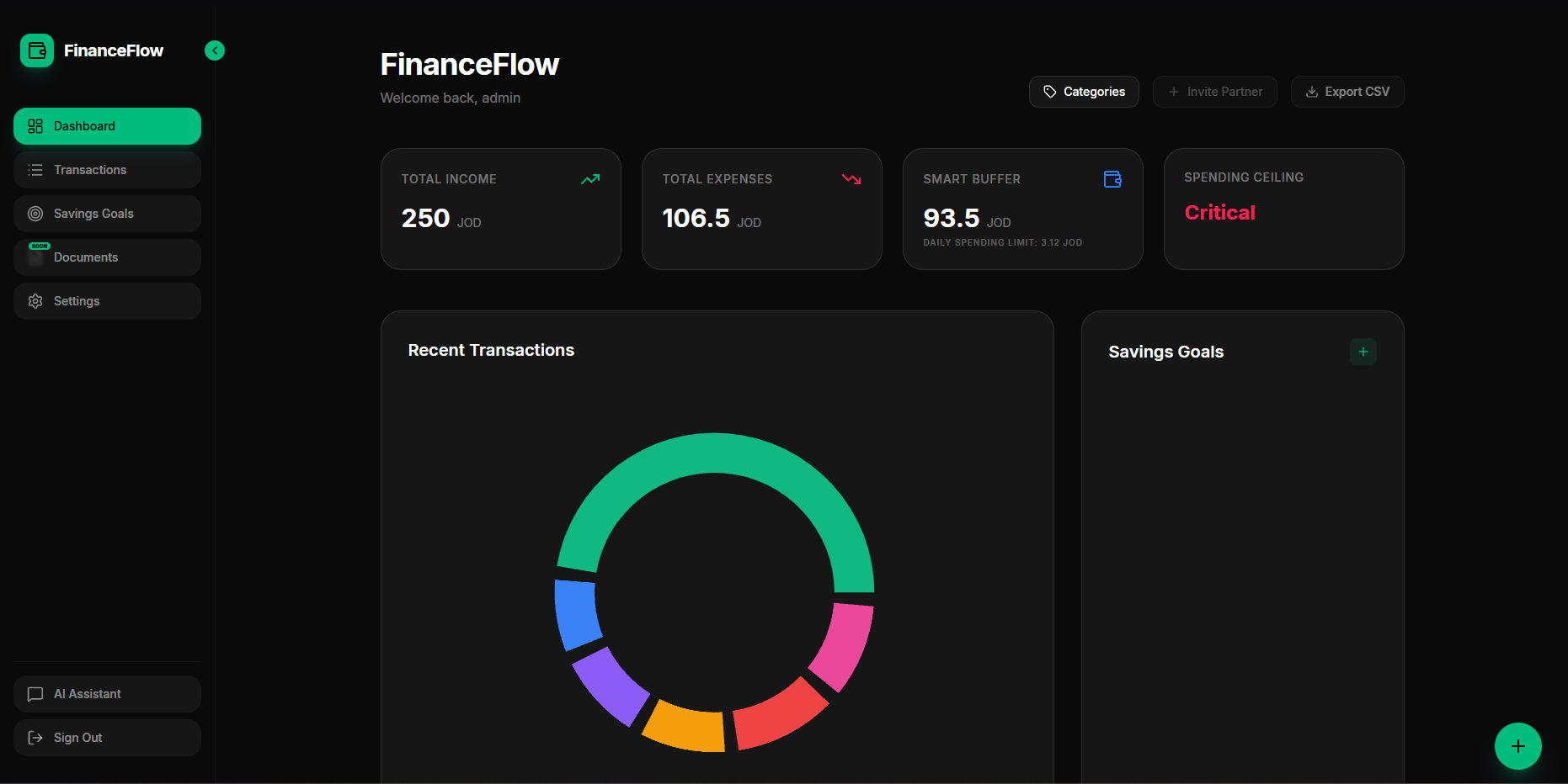 SafiCash Dashboard Mockup